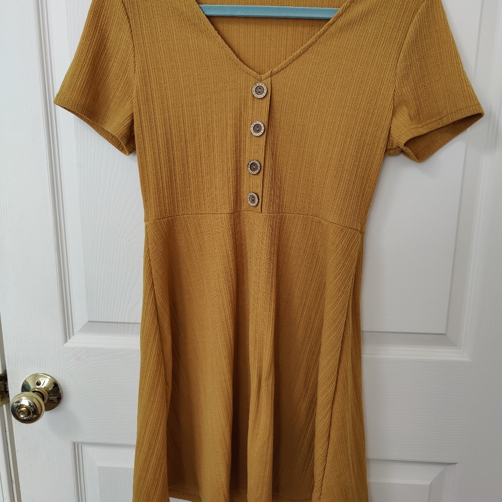 Carly Jean LA Mustard Yellow Dress
